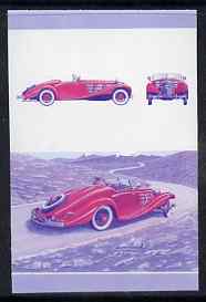 St Vincent - Bequia 1987 Cars #7 (Leaders of the World) 80c (1936 Mercedes Benz) imperf se-tenant progressive colour proof pair in magenta & blue only  unmounted mint, stamps on mercedes benz