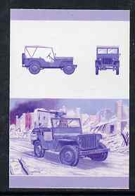 St Vincent - Bequia 1987 Cars #7 (Leaders of the World) 60c (1942 Willys MB Jeep) imperf se-tenant progressive colour proof pair in magenta & blue only unmounted mint, stamps on , stamps on  stamps on jeep      militaria