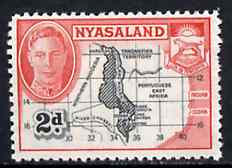 Nyasaland 1945 Map of Nyasaland 2d unmounted mint from KG6 def set, SG 147*, stamps on , stamps on  stamps on , stamps on  stamps on  kg6 , stamps on  stamps on maps