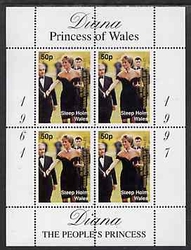 Steep Holm 1998 Diana, The People's Princess perf sheetlet containing 4 x 50p values opt'd In Memorium, 1st Anniversary unmounted mint, stamps on , stamps on  stamps on royalty     diana