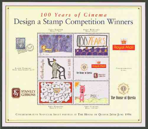 Cinderella - 100 Years of Cinema Design A Stamp Competition perf sheetlet produced by House of Questa, stamps on cinderella    cinema