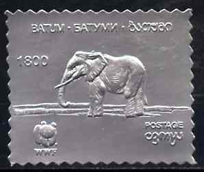 Batum 1994 Elephant 1800 value in silver foil from WWF set of 4 unmounted mint, stamps on elephant, stamps on wwf, stamps on  wwf , stamps on 