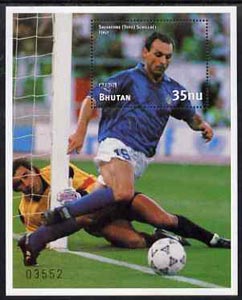 Bhutan 1991 Football World Cup 35nu m/sheet #1 (Salvatore Schillaci) SG MS 971 unmounted mint, stamps on , stamps on  stamps on football, stamps on  stamps on sport