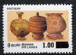 Sri Lanka 1997 surcharged 1r on 8r50 Pottery unmounted mint, SG 1366*, stamps on , stamps on  stamps on pottery