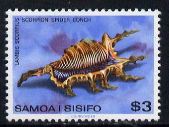 Samoa 1978 Spider Conch Shell $3 def unmounted mint  (SG 530b), stamps on marine life, stamps on shells