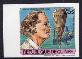 Guinea - Conakry 1984 Auguste Piccard (Ocean Explorer) imperf proof from Personalities set, as SG 1127, stamps on , stamps on  stamps on underwater     explorers