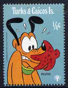 Turks & Caicos Islands 1979 Pluto & Starfish c from Walt Disney IYC set, SG 575 unmounted mint, stamps on marine-life     fish