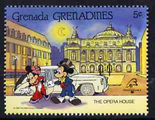 Grenada - Grenadines 1989 Mickey & Minnie arriving at Opera House 5c from Walt Disney Philexfrance set, SG 1149 unmounted mint, stamps on opera     music