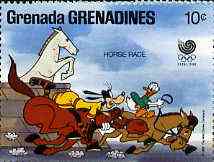 Grenada - Grenadines 1988 Goofy & Donald Duck in Horse Race 10c from Walt Disney Olympic Games set, SG 938 unmounted mint, stamps on , stamps on  stamps on horse racing, stamps on  stamps on horses