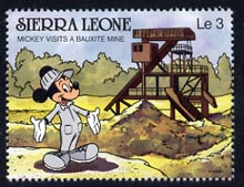 Sierra Leone 1980 Mickey Mouse at Bauxite Mine 3L from Walt Disney 'Scenes' set unmounted mint, SG 1428, stamps on mining     minerals