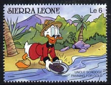 Sierra Leone 1980 Scrooge McDuck Panning for Gold 6L from Walt Disney 'Scenes' set unmounted mint, SG 1429, stamps on minerals, stamps on gold, stamps on , stamps on mining, stamps on 