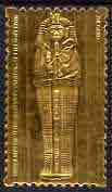 Staffa 1979 Treasures of Tutankhamun  A38 Miniature Gold Coffin embossed in 23k gold foil (Rosen #640) unmounted mint, stamps on , stamps on  stamps on egyptology    history  tourism  