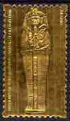 Staffa 1979 Treasures of Tutankhamun  \A38 Miniature Gold Coffin embossed in 23k gold foil (Rosen #640) unmounted mint, stamps on egyptology    history  tourism