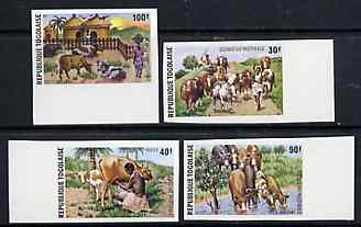 Togo 1974 Pastoral Ecomomy set of 4 imperf from limited printing unmounted mint, as SG 1042-45, stamps on , stamps on  stamps on cows    cattle    bovine