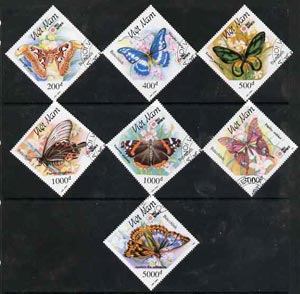 Vietnam 1991 Phila Nippon 91 Stamp Exhibition (Butterflies & Moths) complete perf diamond shaped set of 7 fine cto used, SG 1628-34*, stamps on , stamps on  stamps on butterflies