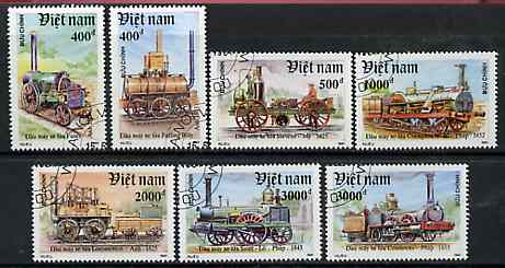 Vietnam 1991 Early Locomotives complete perf set of 7 fine cto used, SG 1578-81*, stamps on , stamps on  stamps on railways