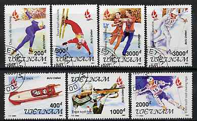 Vietnam 1991 Albertville Winter Olympic Games complete perf set of 7 fine cto used, SG 1607-13*, stamps on olympics      skating     skiing    bobsled     biathlon     shooting     