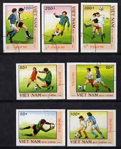 Vietnam 1989 Football World Cup (1st Issue) imperf set of 7 fine cto used (from limited printing) as SG 1313-19*, stamps on , stamps on  stamps on football, stamps on  stamps on sport