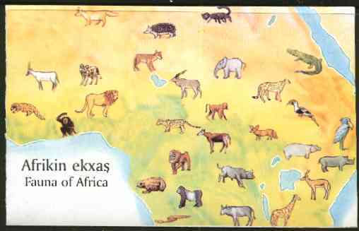 Chechenia 1998 African Fauna booklet complete and pristine, stamps on , stamps on  stamps on animals         elephants      cats     lions     giraffes      apes    