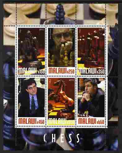 Malawi 2010 Chess - Modern Masters #03 perf sheetlet containing 6 values unmounted mint, stamps on , stamps on  stamps on chess