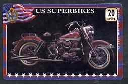 Telephone Card - US 'Superbikes' 20 units phone card showing Harley-Davidson 1963 FL, stamps on , stamps on  stamps on motorbikes