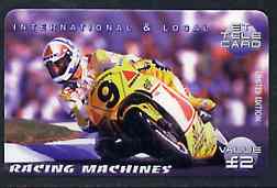 Telephone Card - ET £2 Limited Edition phone card - Racing Machines #1, stamps on motorbikes