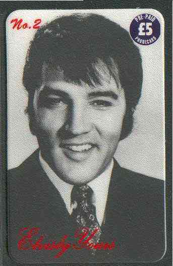 Telephone Card - Elvisly Yours No.2 - 5 Limited Edition phone card showing black & white portrait of Elvis, stamps on elvis      pops     films     cinema   entertainments    music