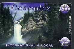 Telephone Card - ET Cascades #1 £2 Limited Edition tele card showing Waterfall, stamps on waterfalls