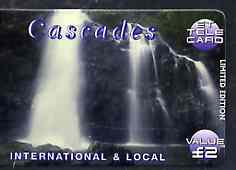 Telephone Card - ET Cascades #2 £2 Limited Edition tele card showing Waterfall, stamps on waterfalls