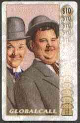 Telephone Card - Globalcall $10 Limited Edition phone card showing Laurel & Hardy, stamps on cinema    personalities     entertainments
