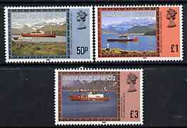 Falkland Islands Dependencies 1985 Ships 50p, \A31 & \A33 defs with '1985' imprint date unmounted mint, SG 150-52, stamps on ships