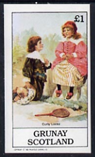 Grunay 1982 Children's Stories #01 (Curly Locks with Badminton Racket) imperf souvenir sheet (£1 value) unmounted mint, stamps on literature     badminton