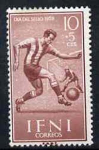 Ifni 1959 Footballer 10c + 5c from Colonial Stamp Day set, SG 154 unmounted mint*, stamps on , stamps on  stamps on football, stamps on  stamps on sport