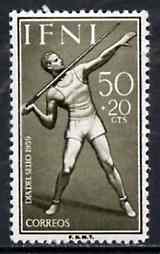 Ifni 1959 Javelin Thrower 50c + 20c from Colonial Stamp Day set, SG 156 unmounted mint*, stamps on javelin