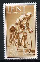 Ifni 1958 15c + 5c Cycling from Child Welfare Fund set, SG 144 unmounted mint* , stamps on bicycles