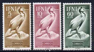 Ifni 1952 Colonial Stamp Day set of 3 (Shag) unmounted mint SG 95-97*, stamps on shag      birds