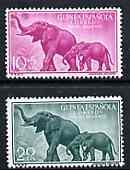 Spanish Guinea 1957 Elephant & Calf set of 2 values from Colonial Stamp Day set, SG 422 & 424 unmounted mint*, stamps on elephants