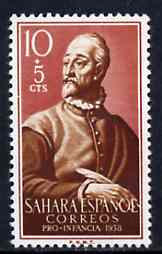 Spanish Sahara 1958 Cervantes (Novelist) 10c + 5c from Child Welfare Fund set unmounted mint, SG 146*, stamps on , stamps on  stamps on novelist, stamps on dramatist, stamps on poetry, stamps on literature