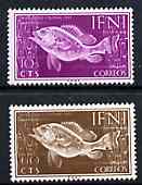Ifni 1953 Fish & Seaweed set of 2 values from Colonial Stamp Day set unmounted mint, SG 98 & 100, stamps on fish     marine-life