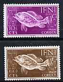 Ifni 1953 Fish & Seaweed set of 2 values from Colonial Stamp Day set unmounted mint, SG 98 & 100, stamps on fish     marine-life