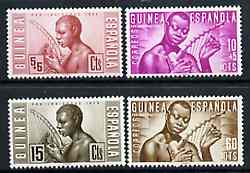 Spanish Guinea 1953 Native Welfare Fund set of 4 Native Musicians, SG 374-77 unmounted mint, stamps on , stamps on  stamps on music