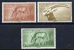 Spanish Sahara 1955 Colonial Stamp Day set of 3 (Scimita Oryx) unmounted mint SG 120-22*, stamps on , stamps on  stamps on animals      oryx