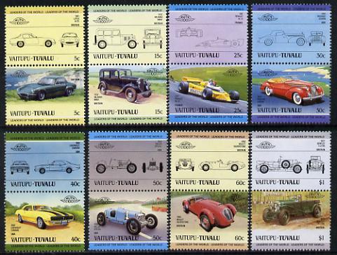 Tuvalu - Vaitupu 1984 Cars #2 (Leaders of the World) set of 16 unmounted mint, stamps on cars    healey    chevrolet    renault    packard    hillman     miller     bentley    lotus