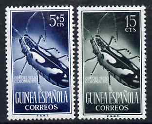 Spanish Guinea 1953 Longhorn Beetle set of 2 values from Colonial Stamp Day set, SG 383 & 385 unmounted mint*, stamps on insects