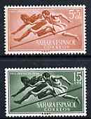 Spanish Sahara 1954 Hurdlers set of 2 values from Child Welfare Fund set, SG 109 & 111 unmounted mint, stamps on hurdles