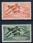 Spanish Sahara 1954 Hurdlers set of 2 values from Child Welfare Fund set, SG 109 & 111 unmounted mint, stamps on hurdles