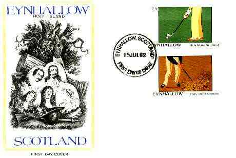 Eynhallow 1982 Golf perf set of 2 on cover with first day cancel (15th July 1982 - first day of the Open), stamps on golf  sport
