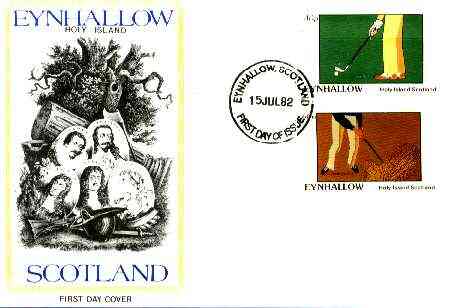 Eynhallow 1982 Golf imperf set of 2 on cover with first day cancel (15th July 1982 - first day of the Open), stamps on , stamps on  stamps on golf  sport