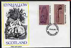 Eynhallow 1982 Viking Antiqueties perf set of 2 (40p Viking Tomb Stone & 60p Figurehead) on cover with first day cancel, stamps on , stamps on  stamps on antiques, stamps on ships, stamps on vikings