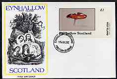 Eynhallow 1982 Fungi (Fly Agaric) imperf souvenir sheet (A31 value) on cover with first day cancel, stamps on , stamps on  stamps on fungi